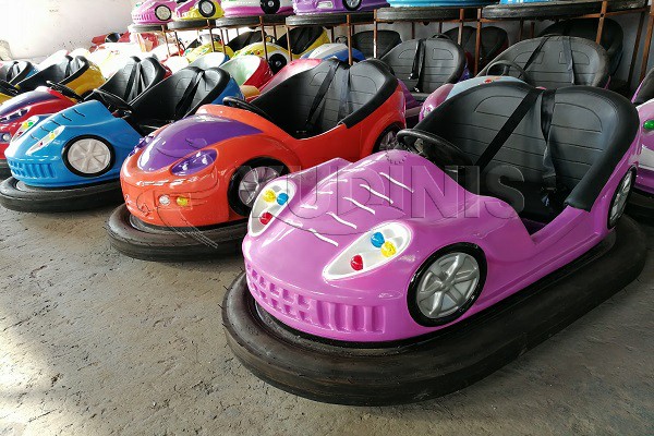 bumping cars in amusement park 